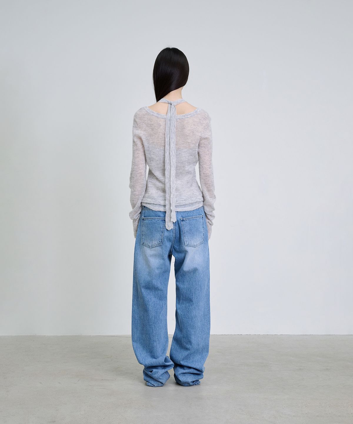 더애틋(THE AÉTUT) Mohair Wool Sheer Layered Knit Set_Melange Grey