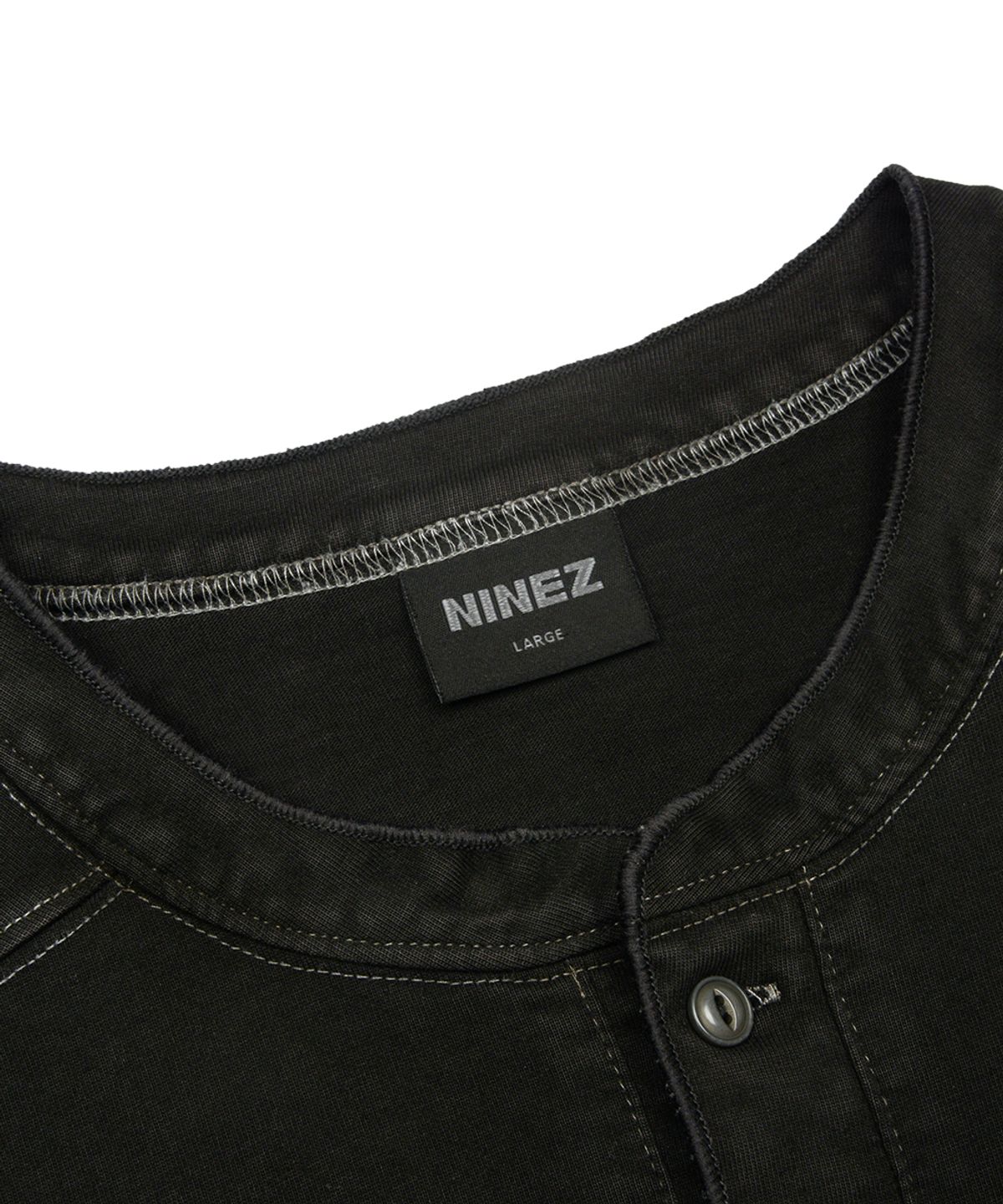 나인제트(NINEZ) 피그먼트 워싱 헨리넥 머슬핏 티셔츠 (2color)