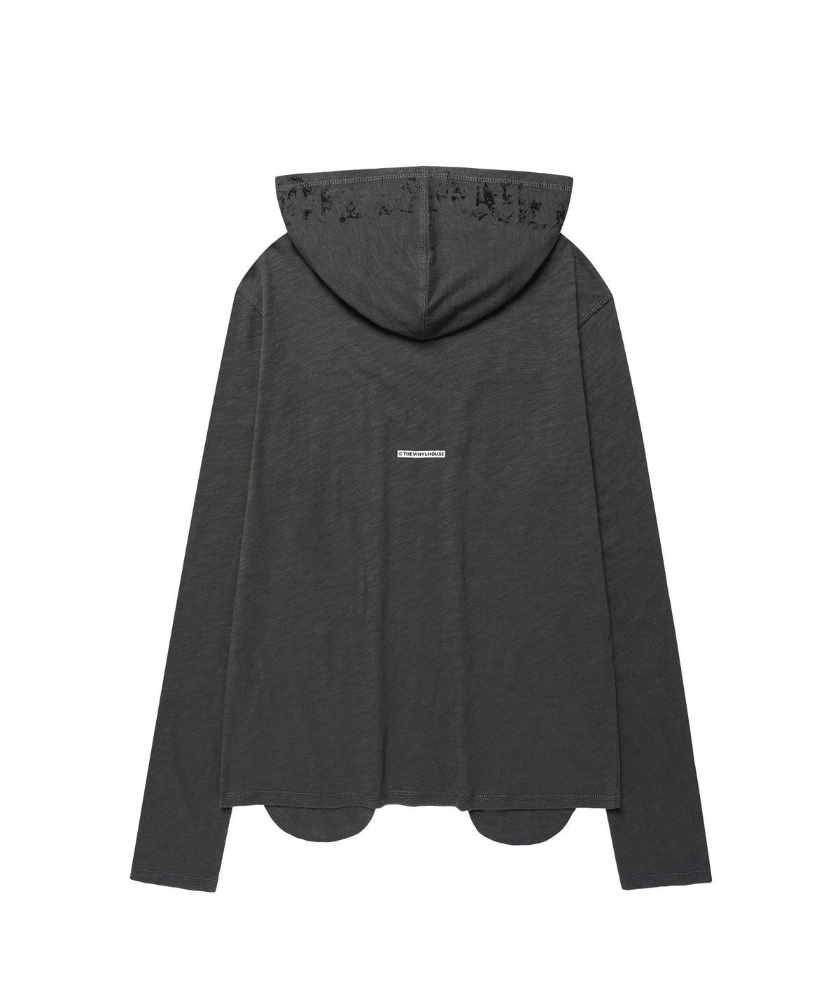 더바이닐하우스(THEVINYLHOUSE) LETTERING SLUB HOODIE LS TEE CHARCOAL