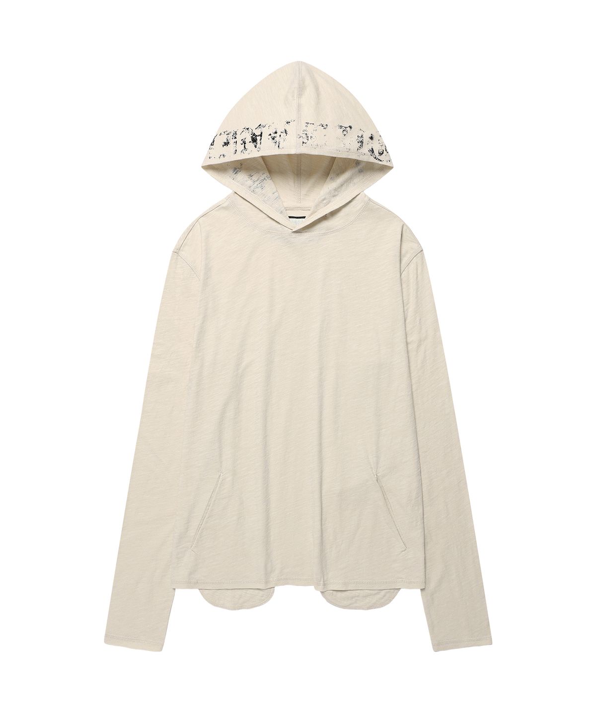 더바이닐하우스(THEVINYLHOUSE) LETTERING SLUB HOODIE LS TEE CREAM