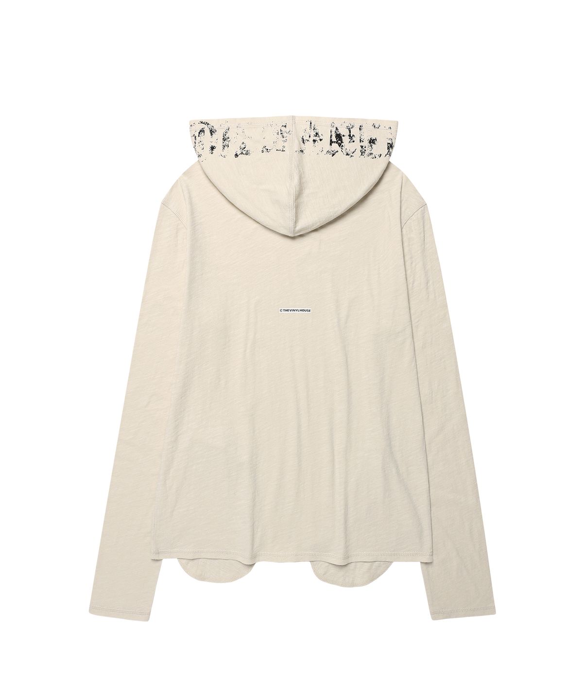 더바이닐하우스(THEVINYLHOUSE) LETTERING SLUB HOODIE LS TEE CREAM