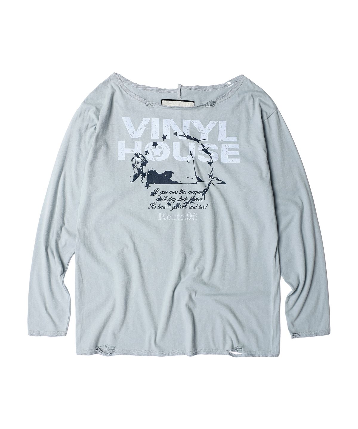 더바이닐하우스(THEVINYLHOUSE) RAW CUT OVER LS TEE (W) BLUE