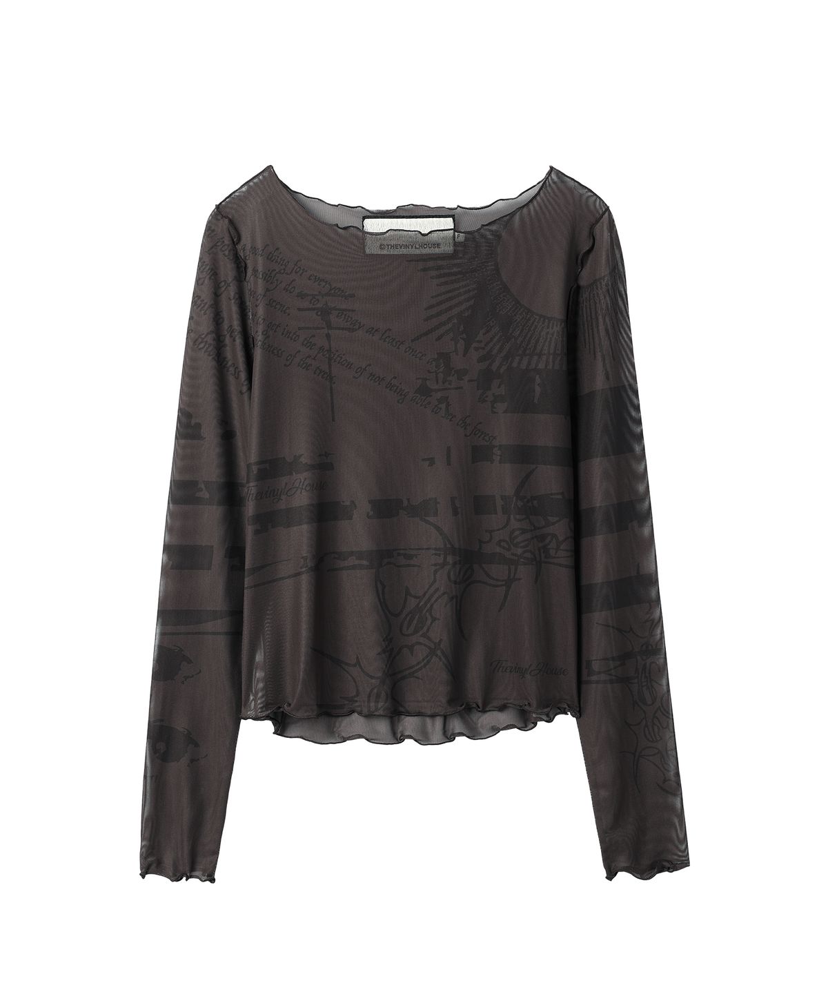 더바이닐하우스(THEVINYLHOUSE) GRAFFITI MESH LS TEE (W) CHARCOAL