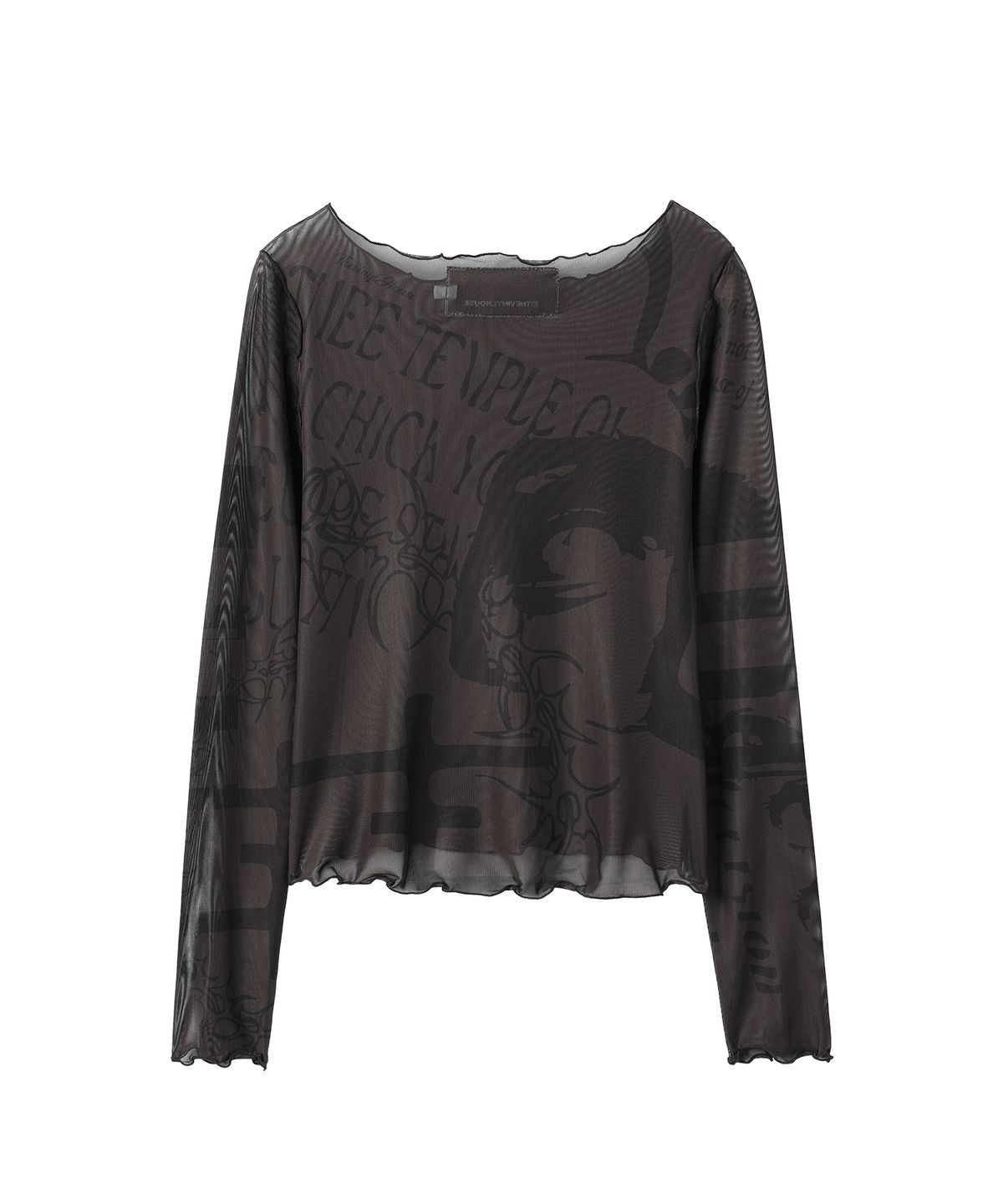 더바이닐하우스(THEVINYLHOUSE) GRAFFITI MESH LS TEE (W) CHARCOAL
