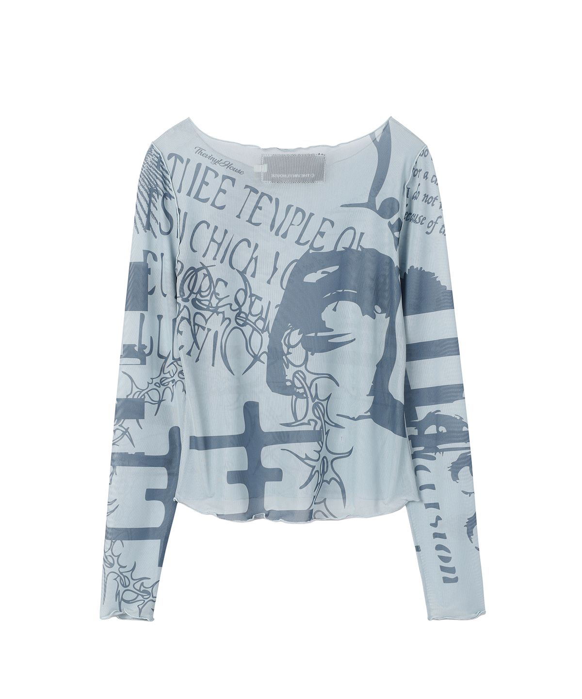 더바이닐하우스(THEVINYLHOUSE) GRAFFITI MESH LS TEE (W) BLUE