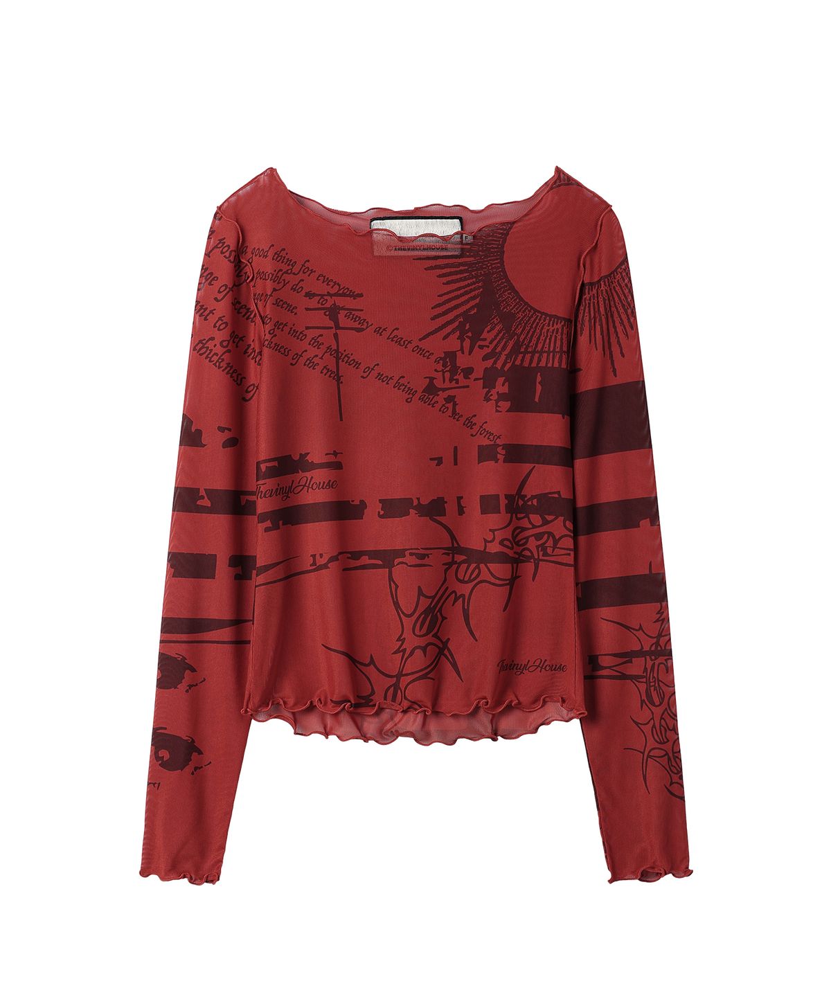 더바이닐하우스(THEVINYLHOUSE) GRAFFITI MESH LS TEE (W) RED
