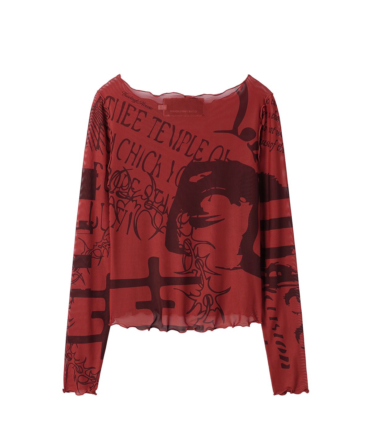 더바이닐하우스(THEVINYLHOUSE) GRAFFITI MESH LS TEE (W) RED