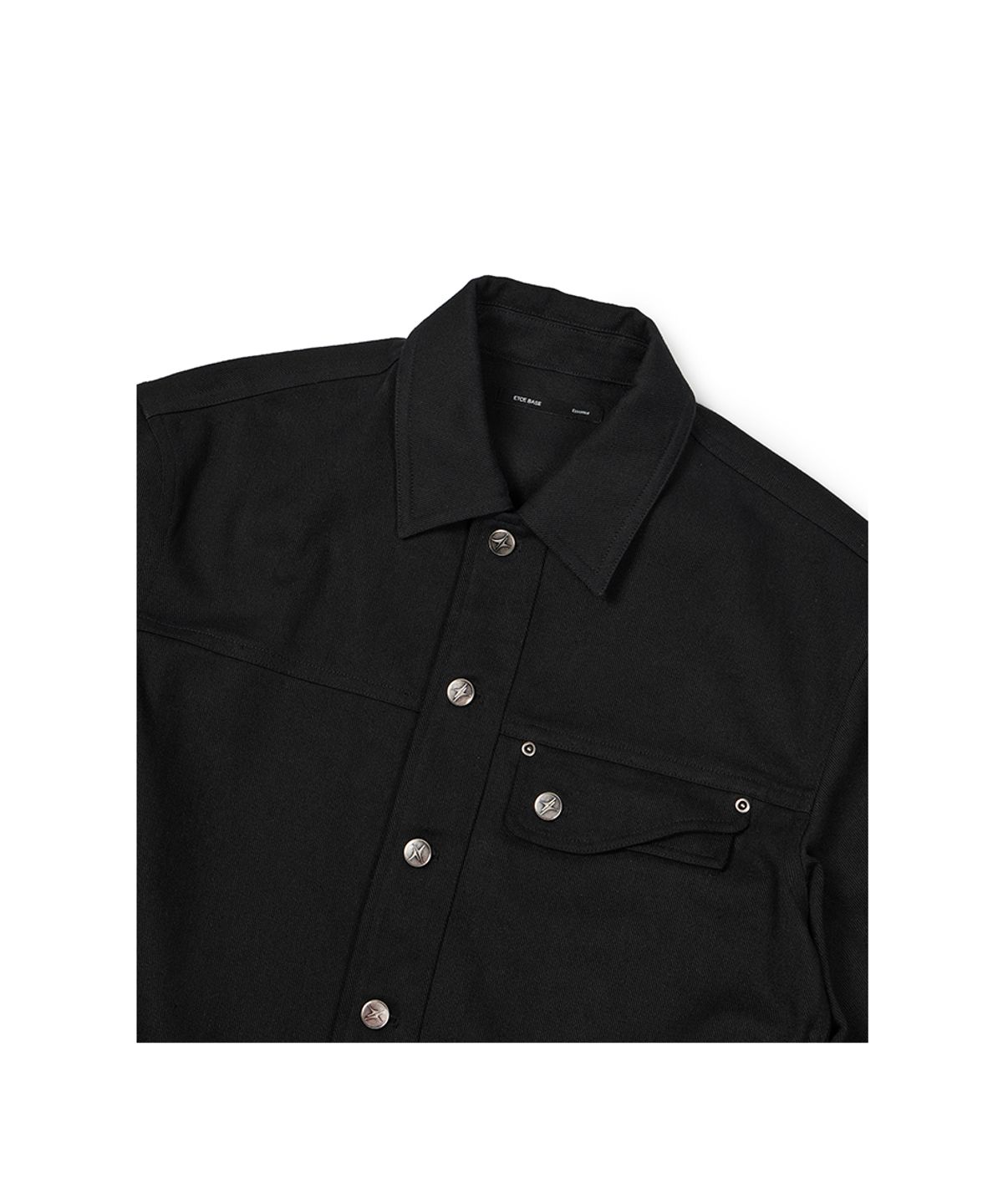 이티씨이(ETCE) (BASE) CROP DOUBLE FLAP TRUCKER (BLACK)