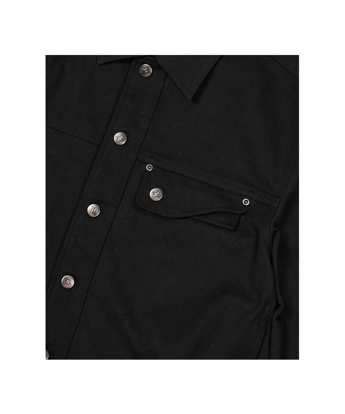 이티씨이(ETCE) (BASE) CROP DOUBLE FLAP TRUCKER (BLACK)
