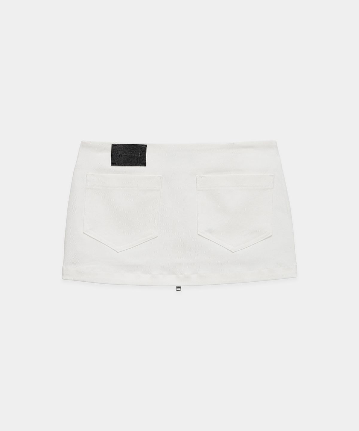 에트오소메(ETRE AU SOMMET) Front Zipper Belt Detail Mini Skirt (White)