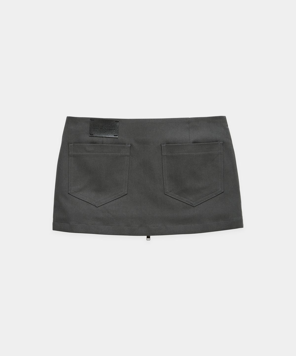 에트오소메(ETRE AU SOMMET) Front Zip Belt Detail Mini Skirt (Dark Gray)