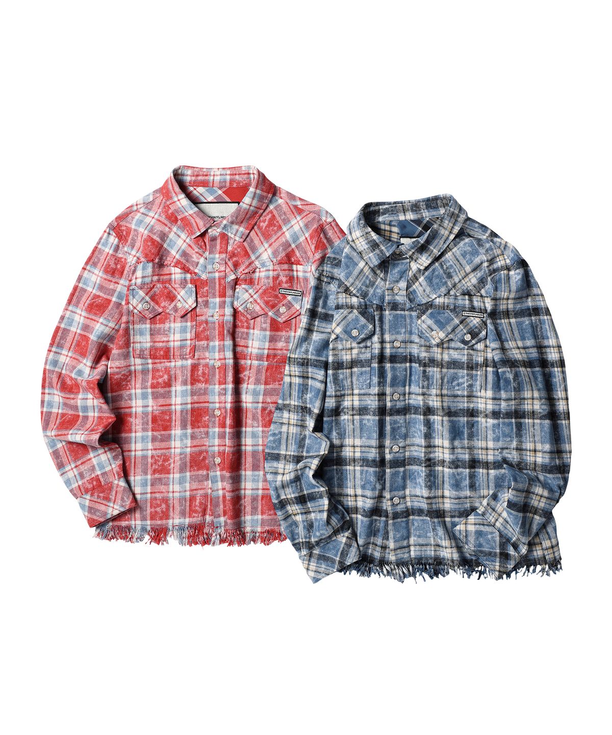 더바이닐하우스(THEVINYLHOUSE) RAW CUT SHIRT JACKET BLUE