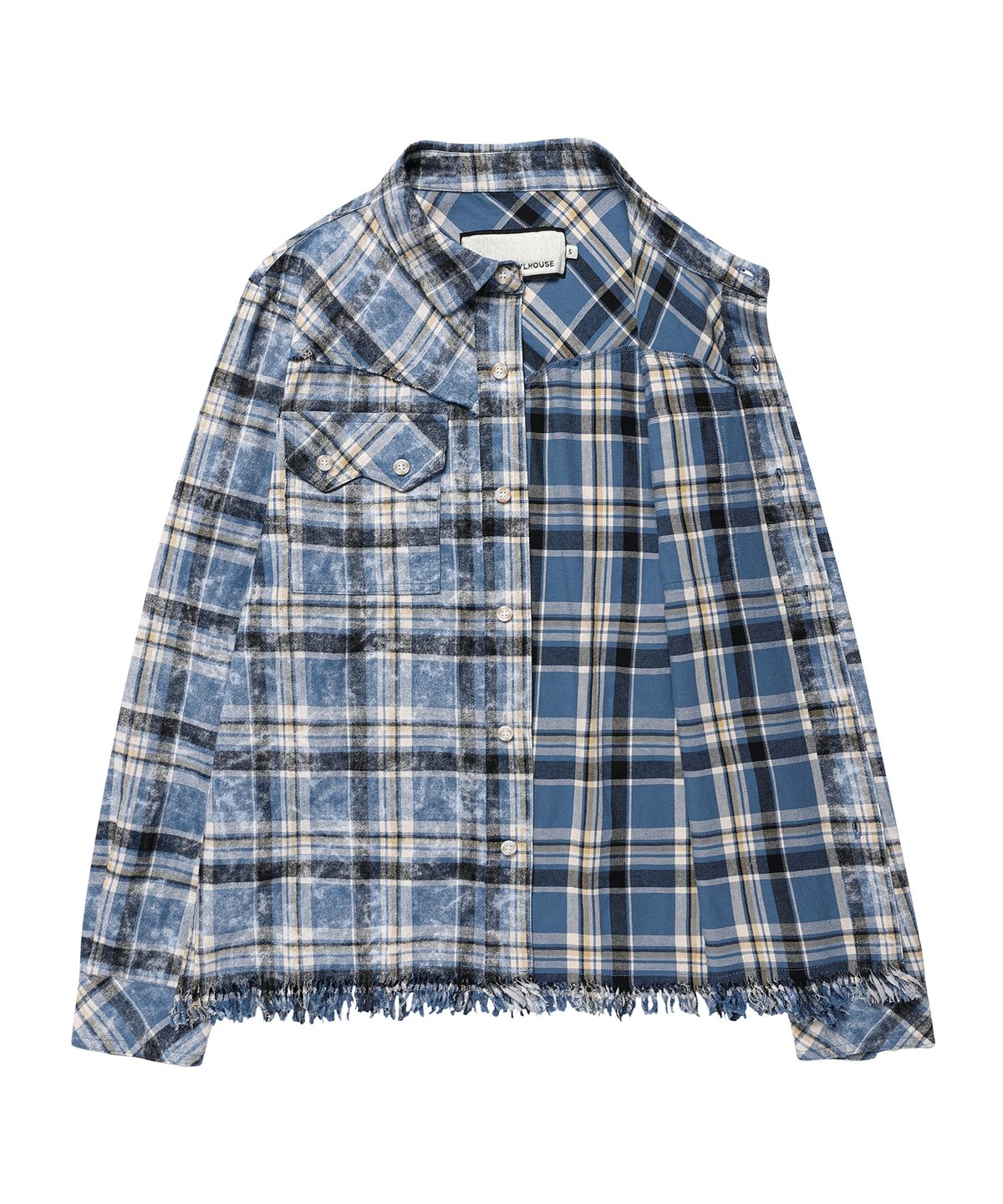 더바이닐하우스(THEVINYLHOUSE) RAW CUT SHIRT JACKET BLUE