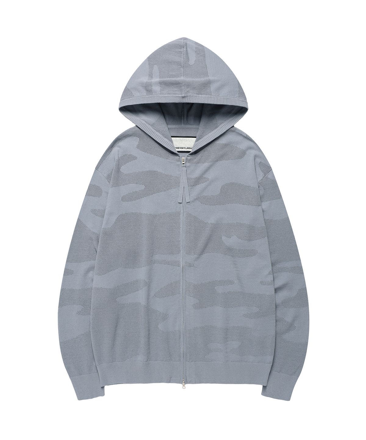 더바이닐하우스(THEVINYLHOUSE) GHOST CAMO KNIT HOODIE ZIP-UP BLUE
