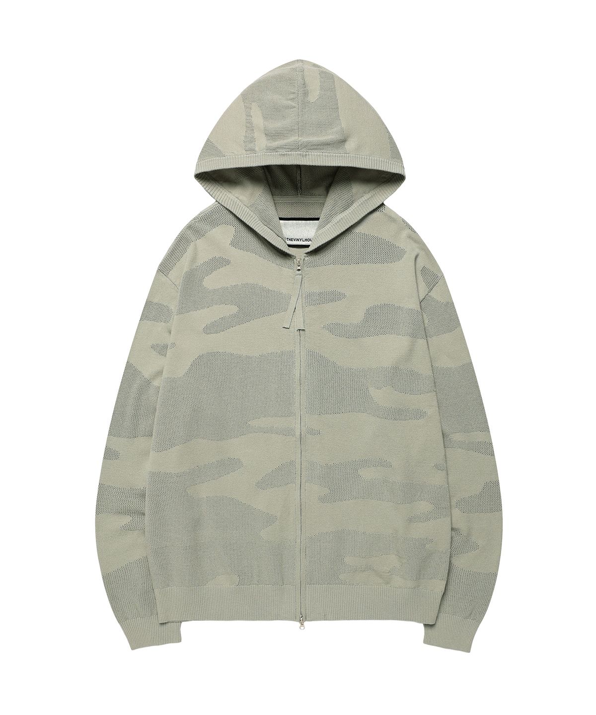 더바이닐하우스(THEVINYLHOUSE) GHOST CAMO KNIT HOODIE ZIP-UP GREEN