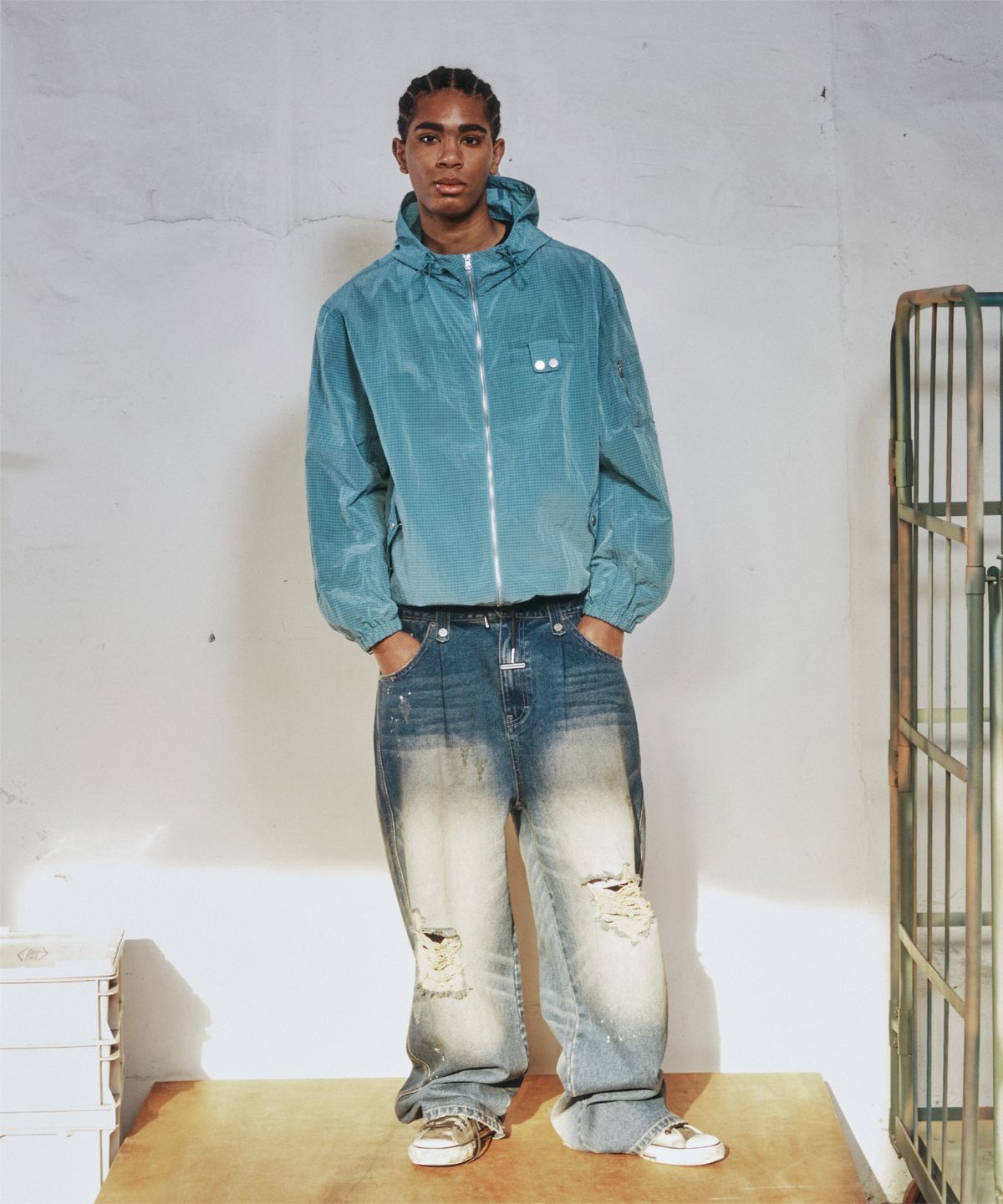더바이닐하우스(THEVINYLHOUSE) RIBSTOP SHEER WINDBREAKER BLUE