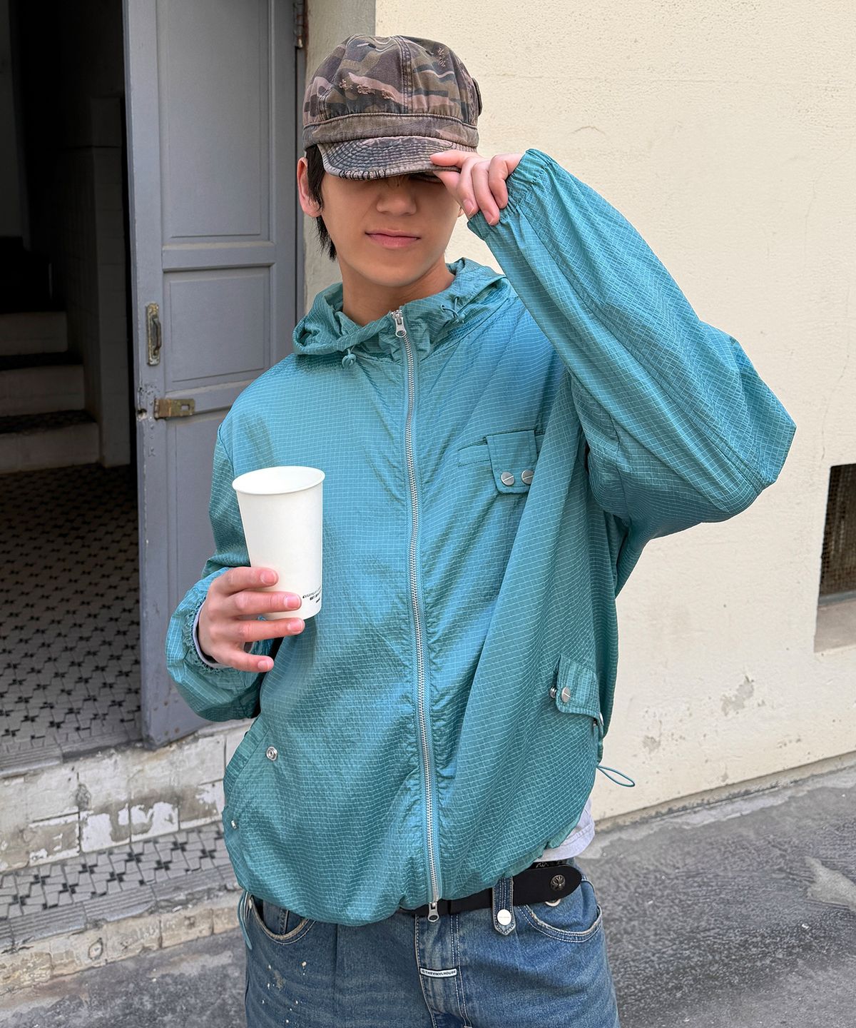 더바이닐하우스(THEVINYLHOUSE) RIBSTOP SHEER WINDBREAKER BLUE