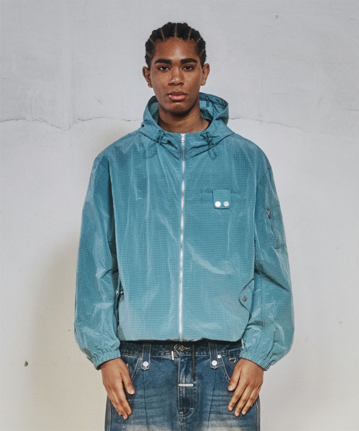 더바이닐하우스(THEVINYLHOUSE) RIBSTOP SHEER WINDBREAKER BLUE