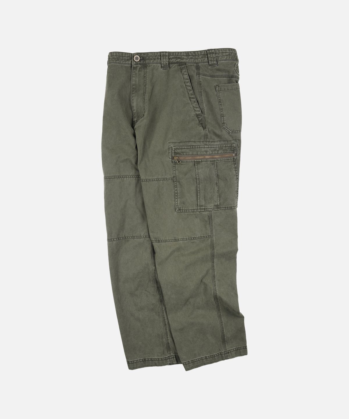 프리즘웍스(FRIZMWORKS) WASHED COTTON ZIP CARGO PANTS _ OLIVE