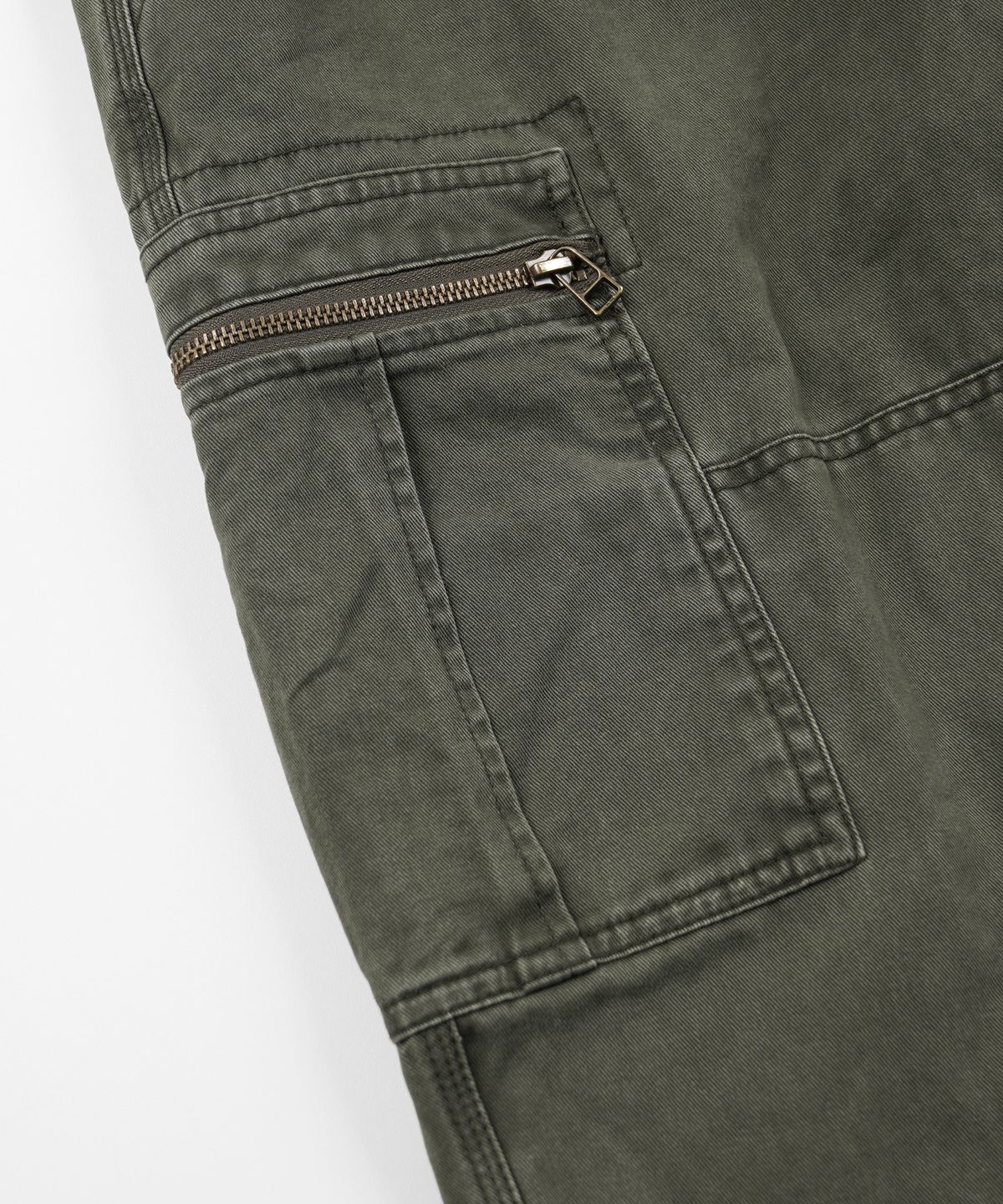 프리즘웍스(FRIZMWORKS) WASHED COTTON ZIP CARGO PANTS _ OLIVE