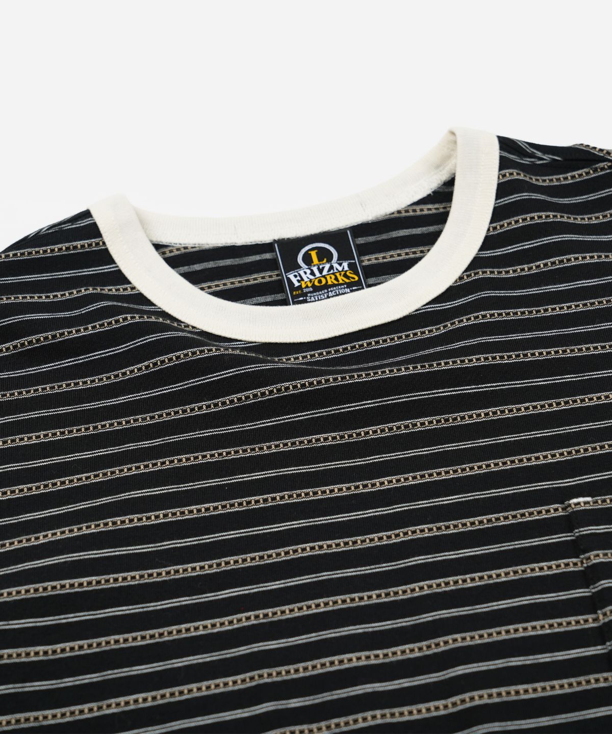 프리즘웍스(FRIZMWORKS) JACQUARD STRIPE HALF TEE _ BLACK