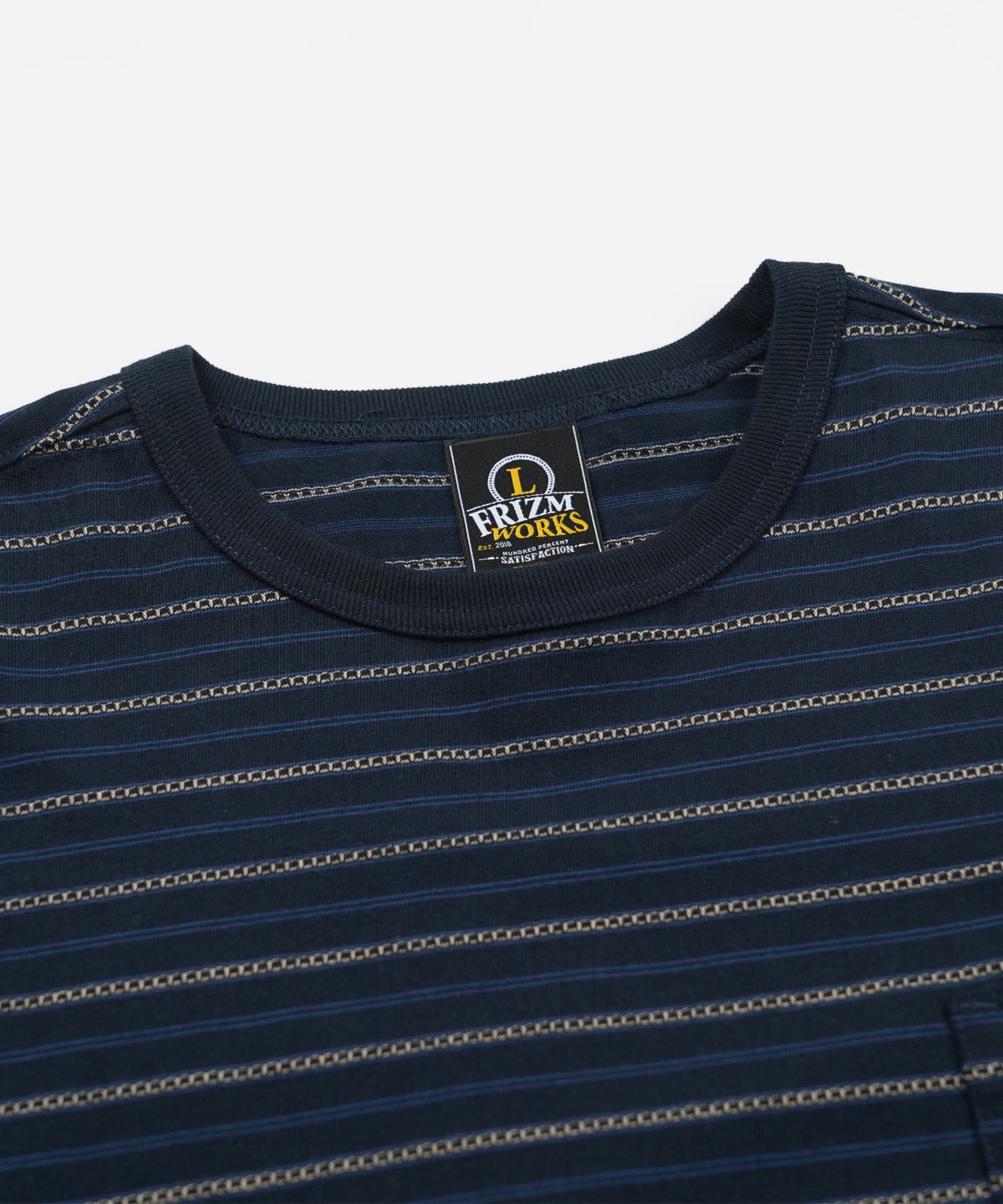 프리즘웍스(FRIZMWORKS) JACQUARD STRIPE HALF TEE _ NAVY