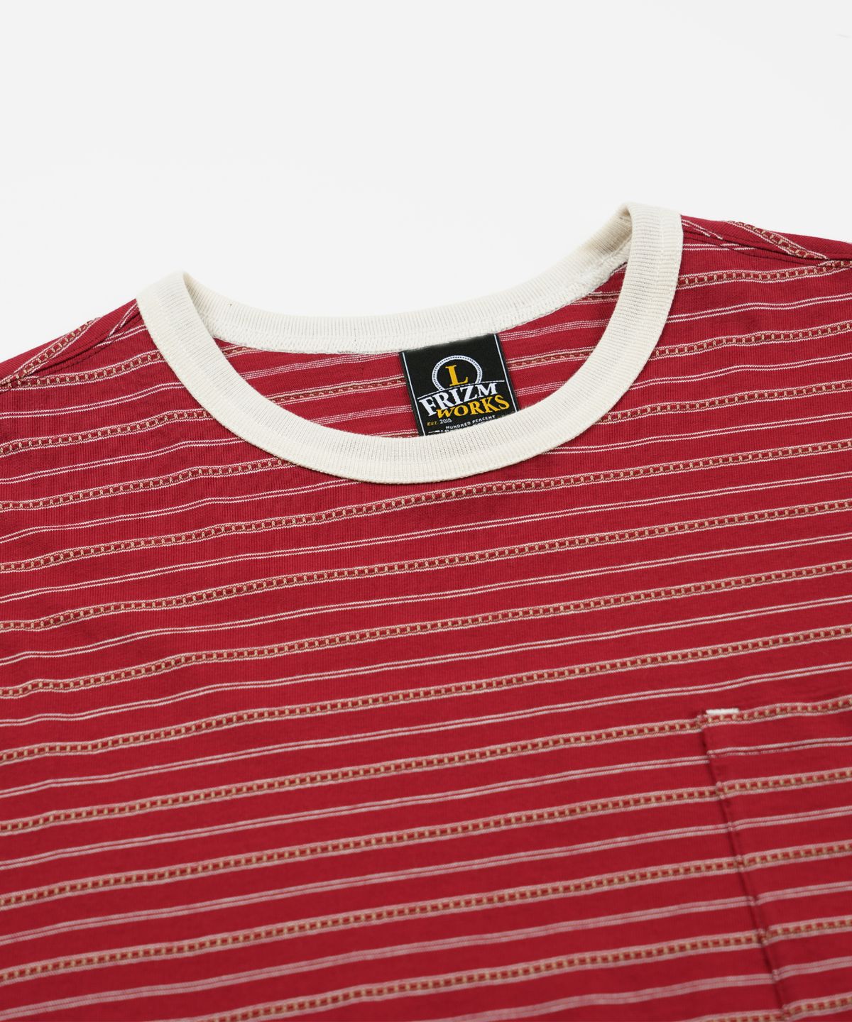 프리즘웍스(FRIZMWORKS) JACQUARD STRIPE HALF TEE _ BURGUNDY
