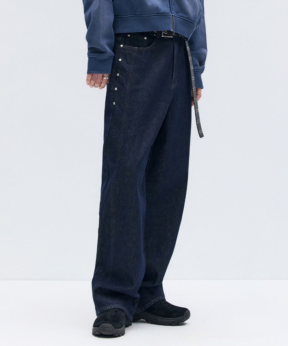 메종미네드(MAISON MINED) LOW BAGGY PANTS INDIGO