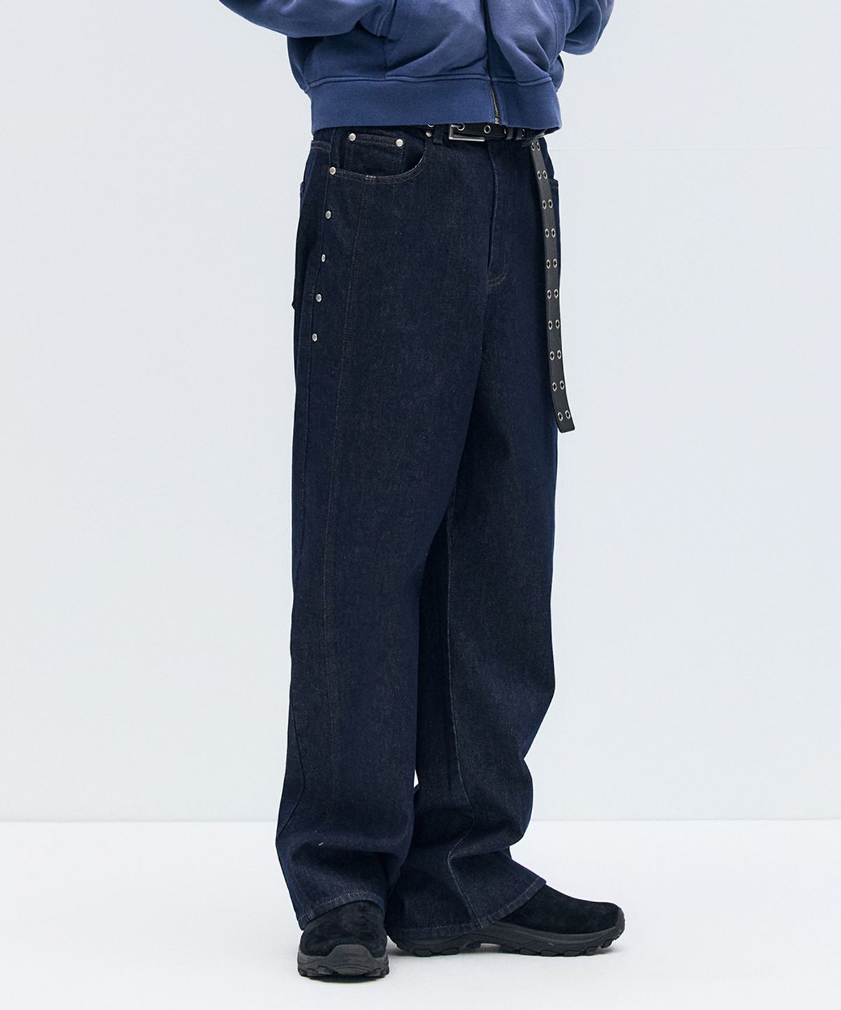 메종미네드(MAISON MINED) LOW BAGGY PANTS INDIGO
