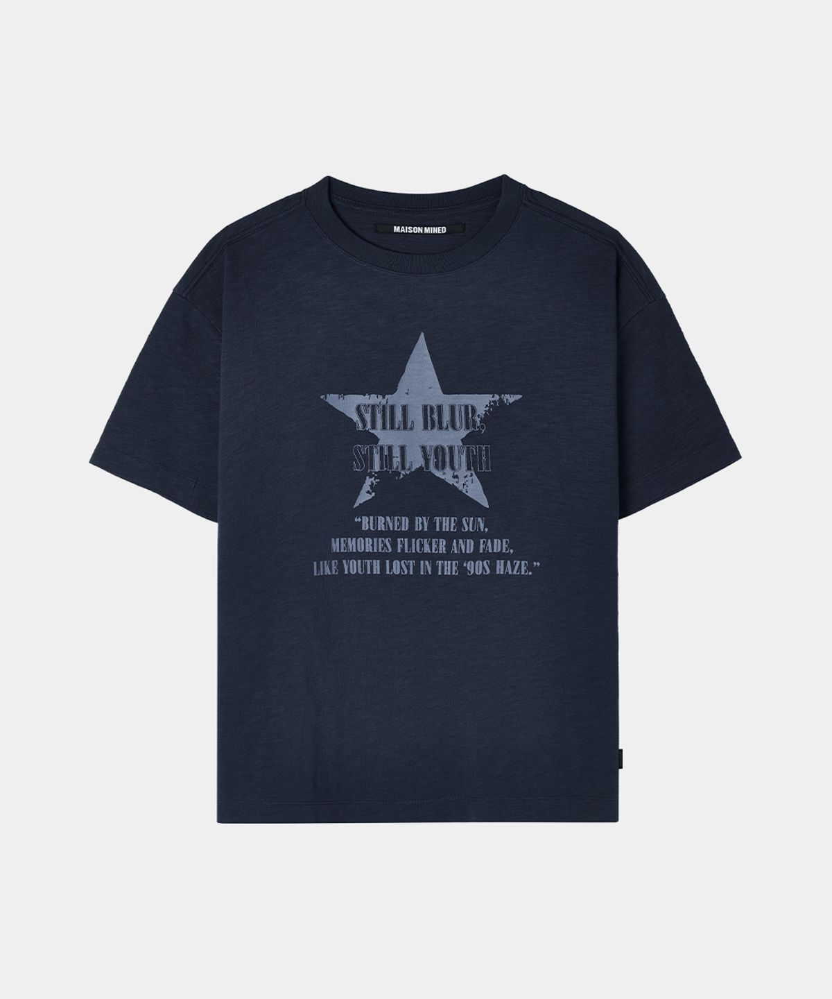 메종미네드(MAISON MINED) CRACKED STAR HALF T NAVY