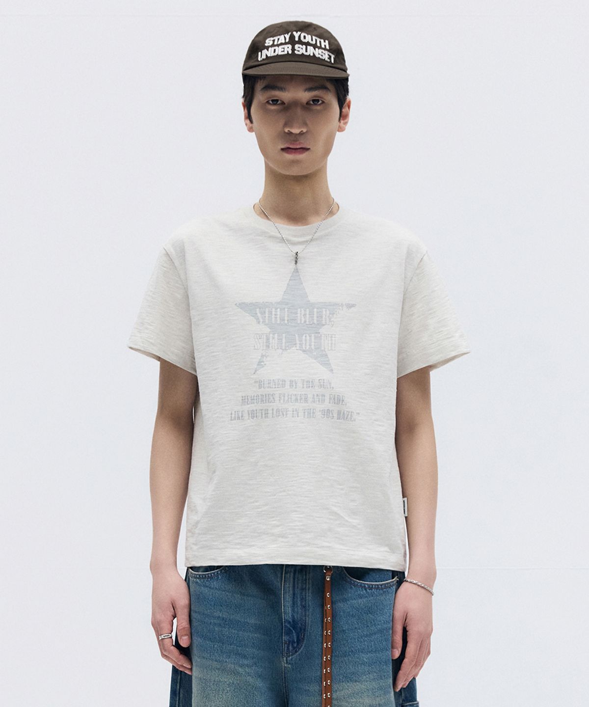 메종미네드(MAISON MINED) CRACKED STAR HALF T BEIGE