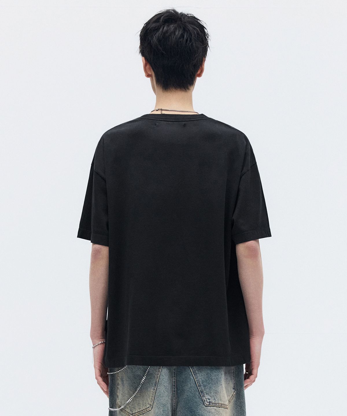 메종미네드(MAISON MINED) CELTIC CROSS WASHED HALF T BLACK