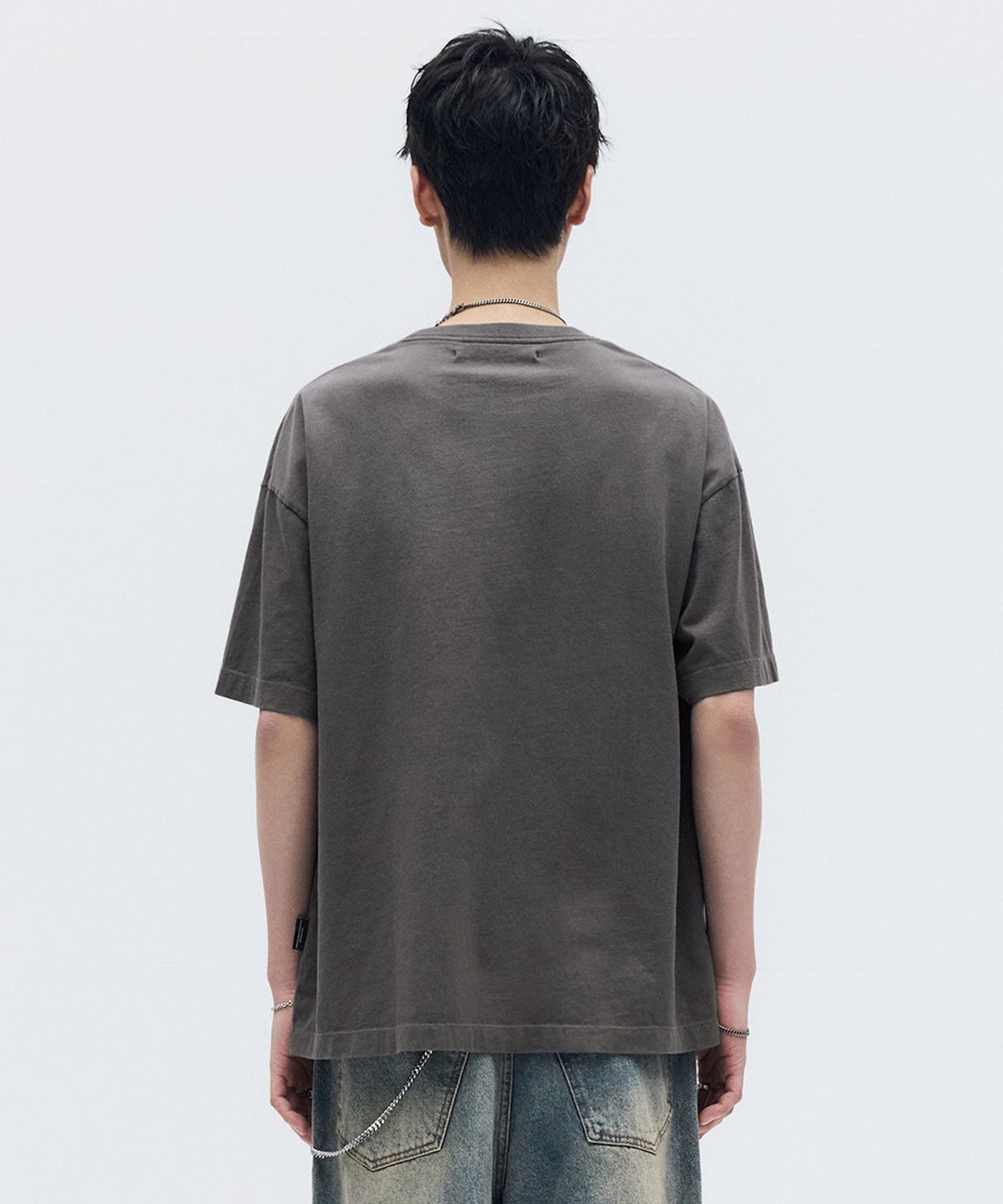 메종미네드(MAISON MINED) CELTIC CROSS WASHED HALF T CHARCOAL