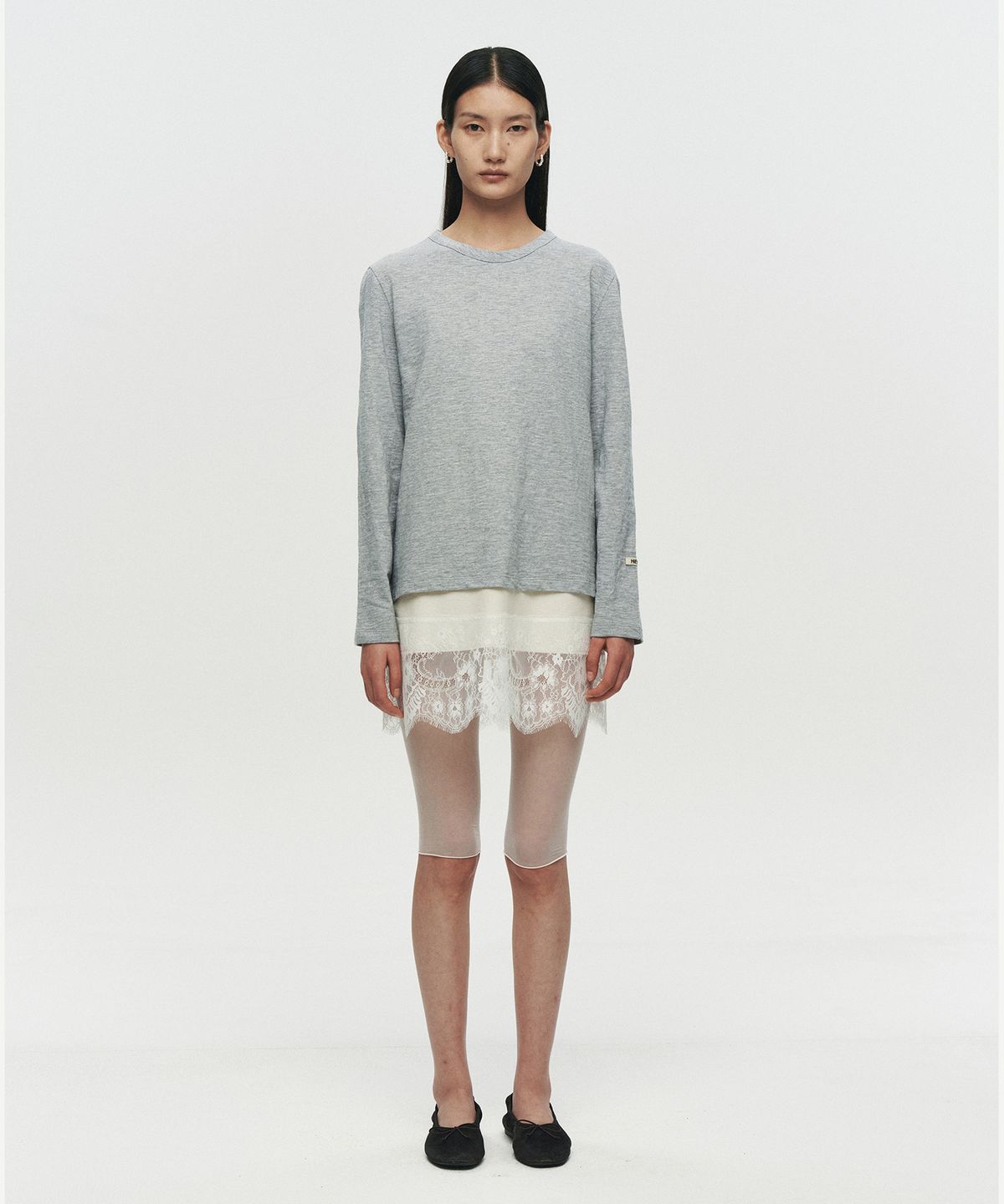 호이테(HEUTE) LACE LAYER SLIP DRESS (WHITE)