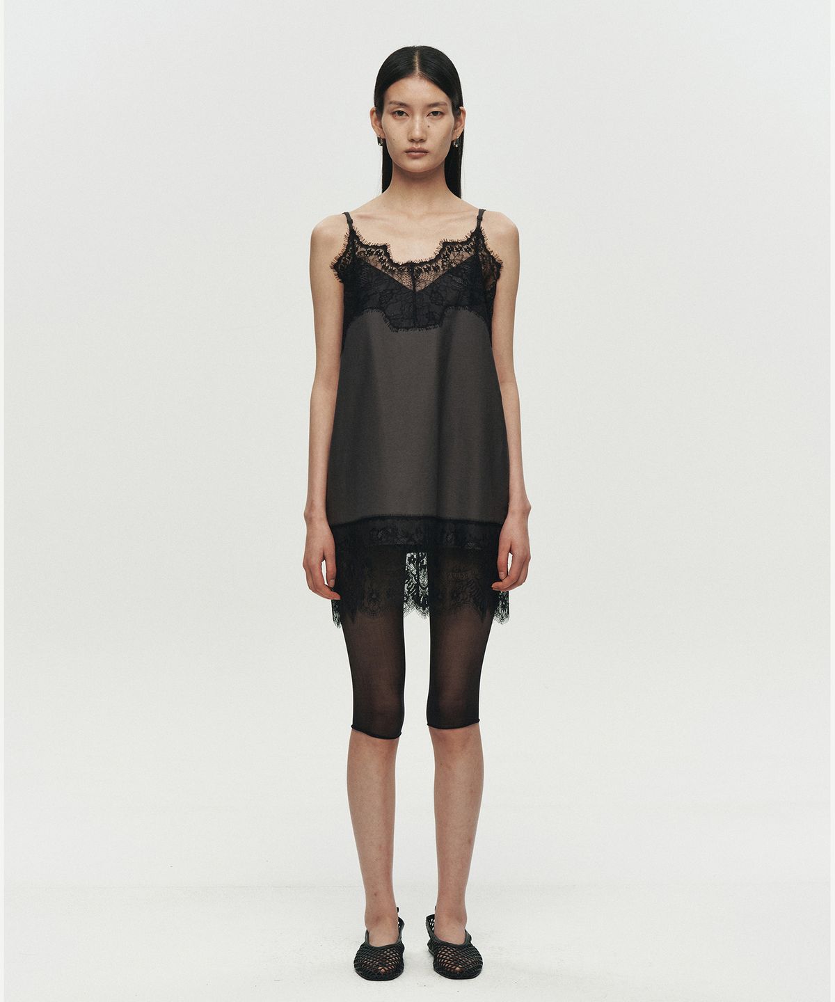 호이테(HEUTE) LACE LAYER SLIP DRESS (WHITE)