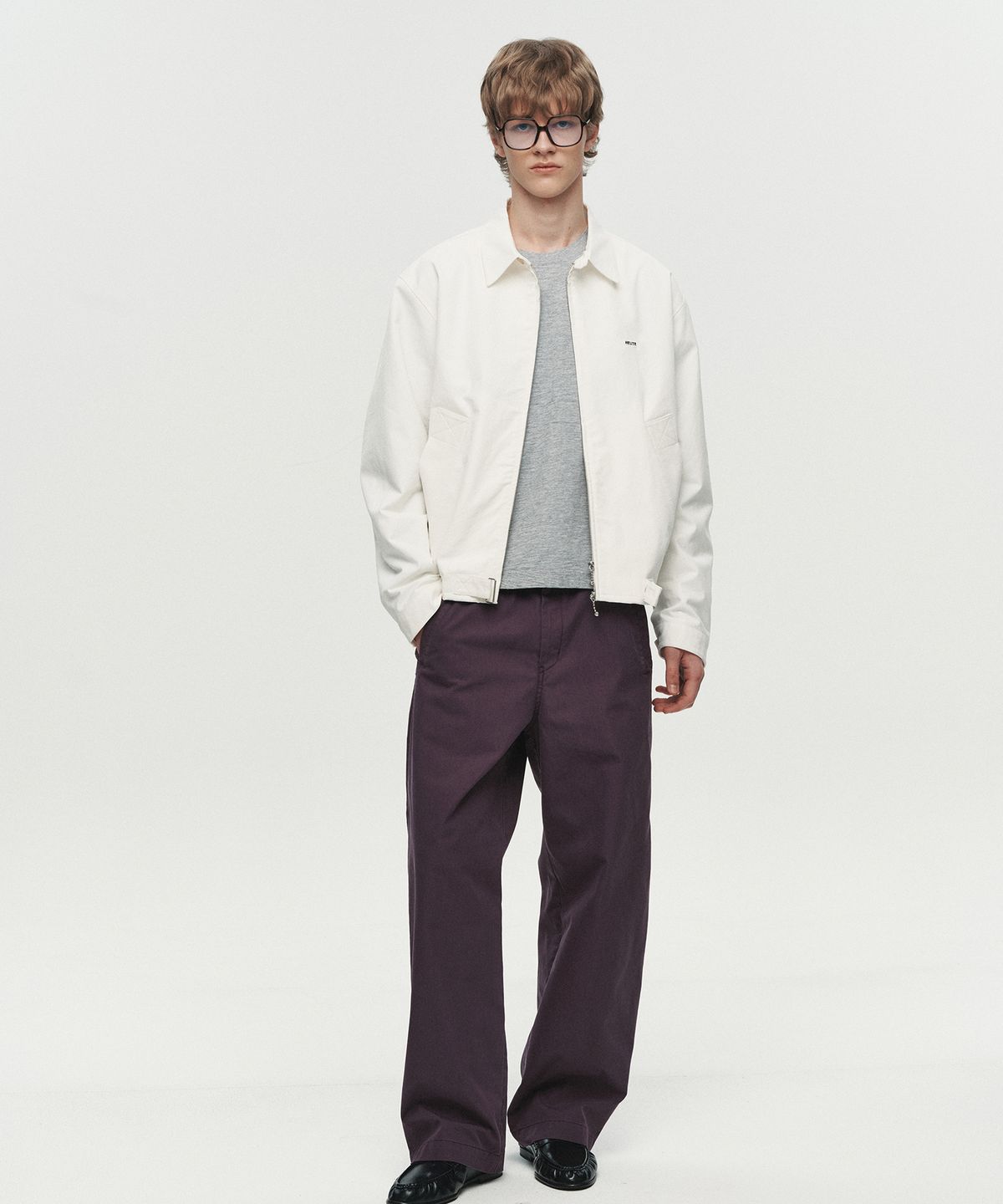 호이테(HEUTE) CURVE LINE WIDE PANTS (PURPLE)