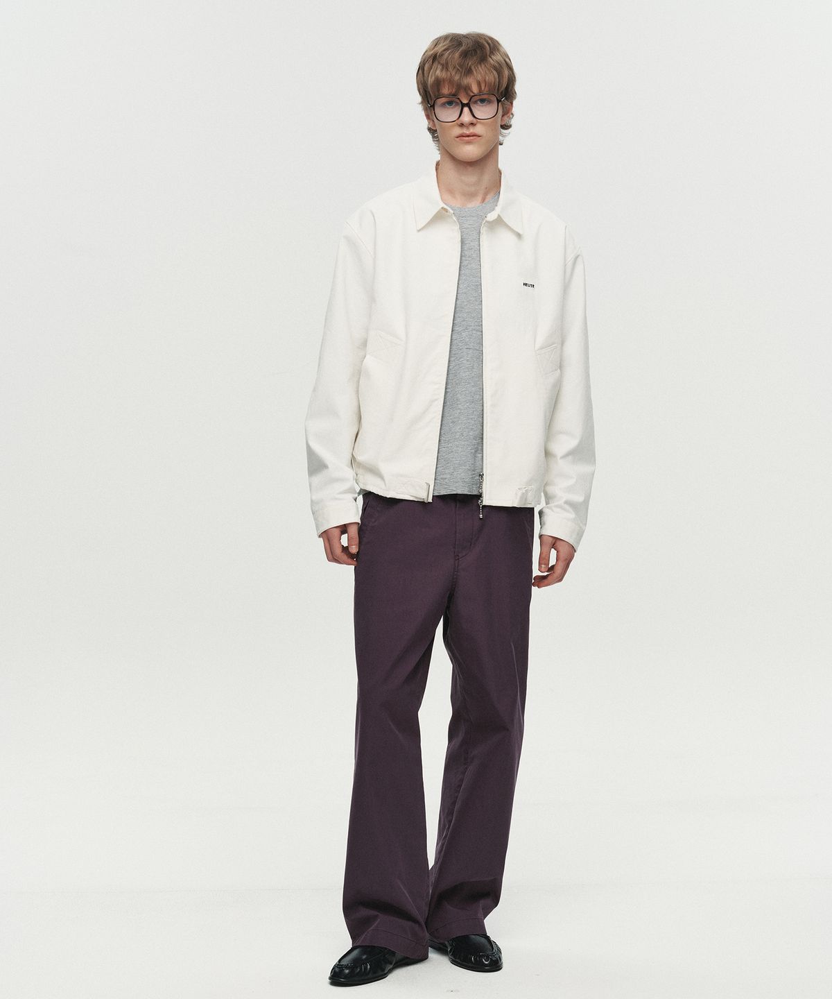 호이테(HEUTE) CURVE LINE WIDE PANTS (PURPLE)