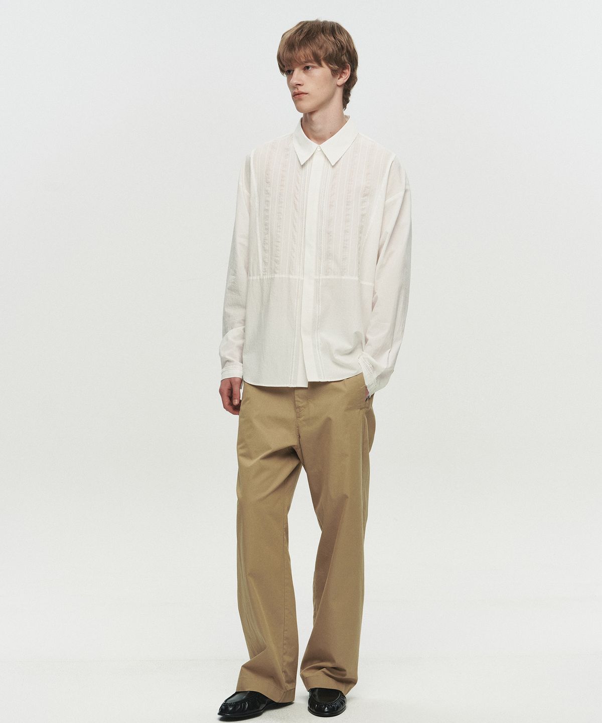 호이테(HEUTE) CURVE LINE WIDE PANTS (BEIGE)