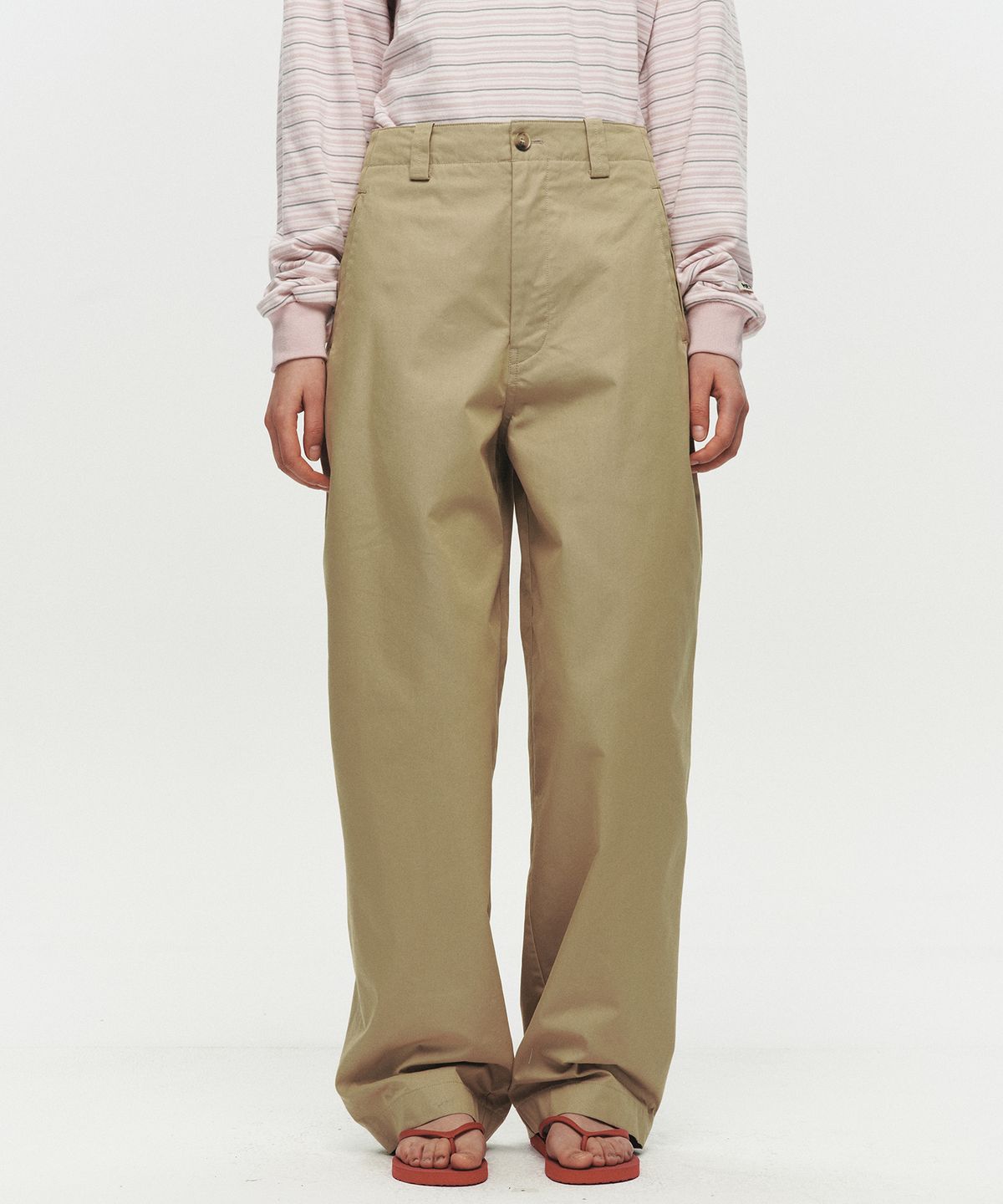 호이테(HEUTE) CURVE LINE WIDE PANTS (BEIGE)