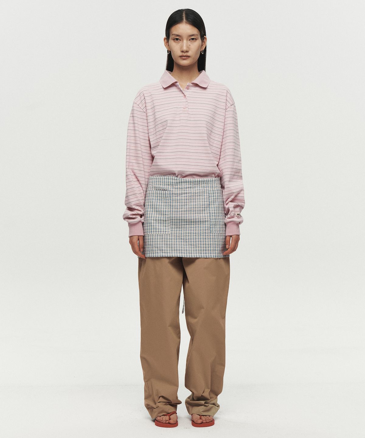 호이테(HEUTE) CURVE LINE WIDE PANTS (BEIGE)