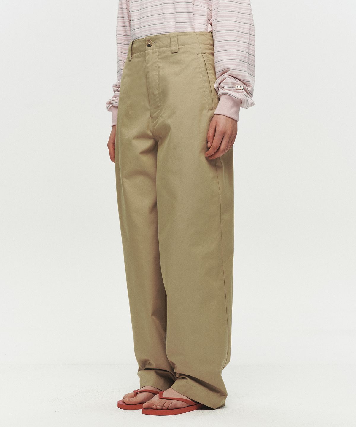 호이테(HEUTE) CURVE LINE WIDE PANTS (BEIGE)