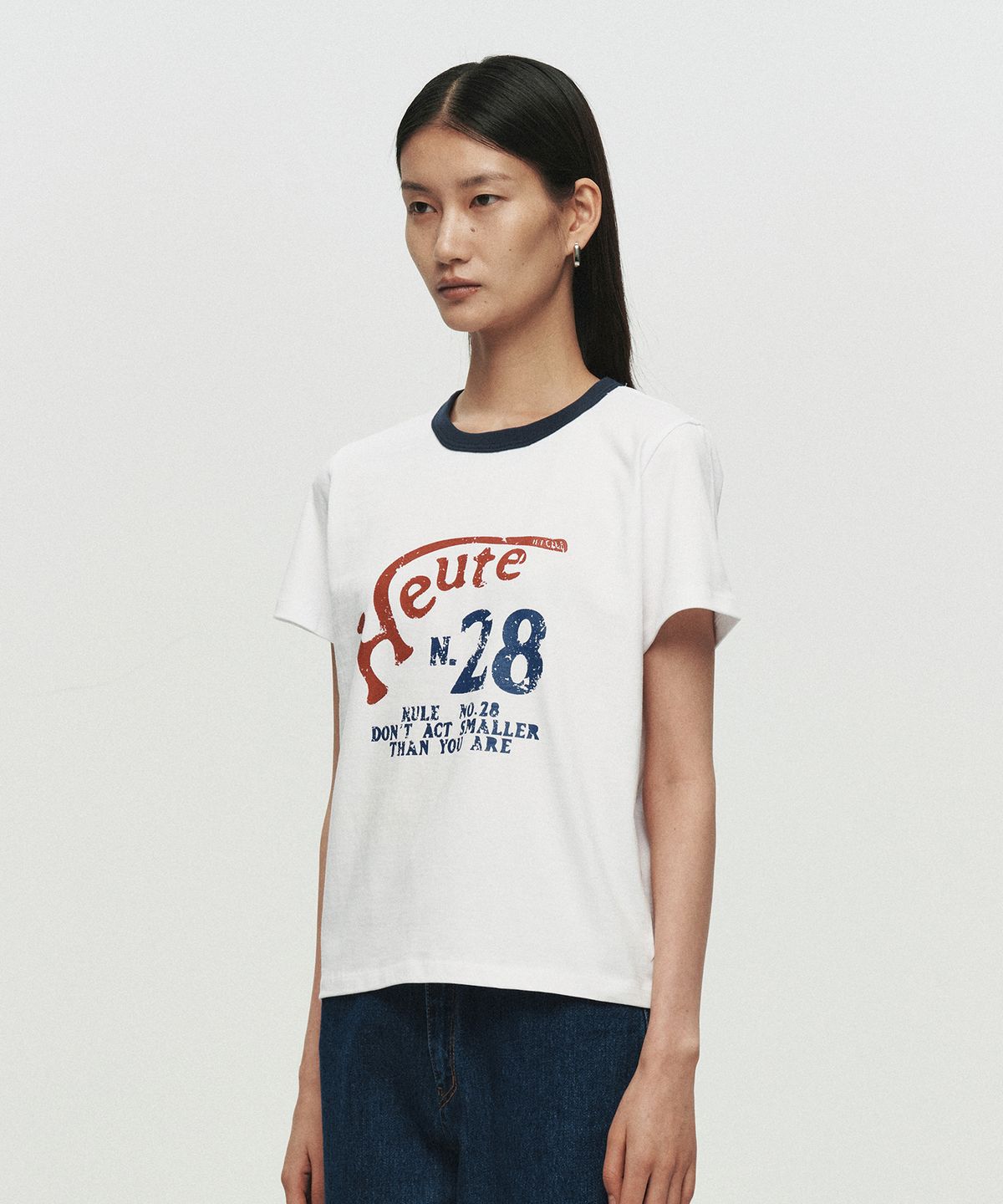 호이테(HEUTE) RULE 28 RINGER T-SHIRT (WHITE)