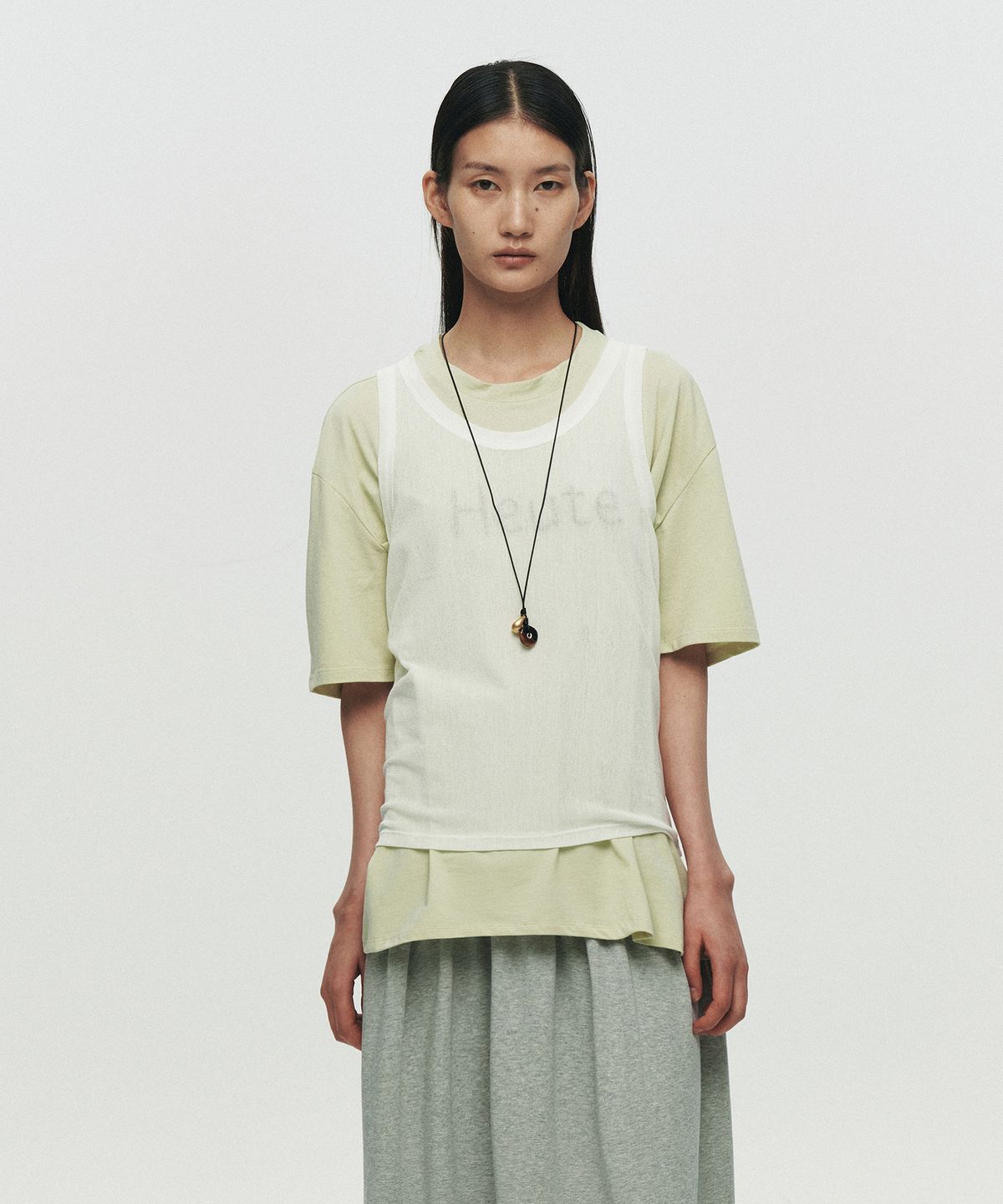 호이테(HEUTE) BEADED LOGO T-SHIRT (MINT)