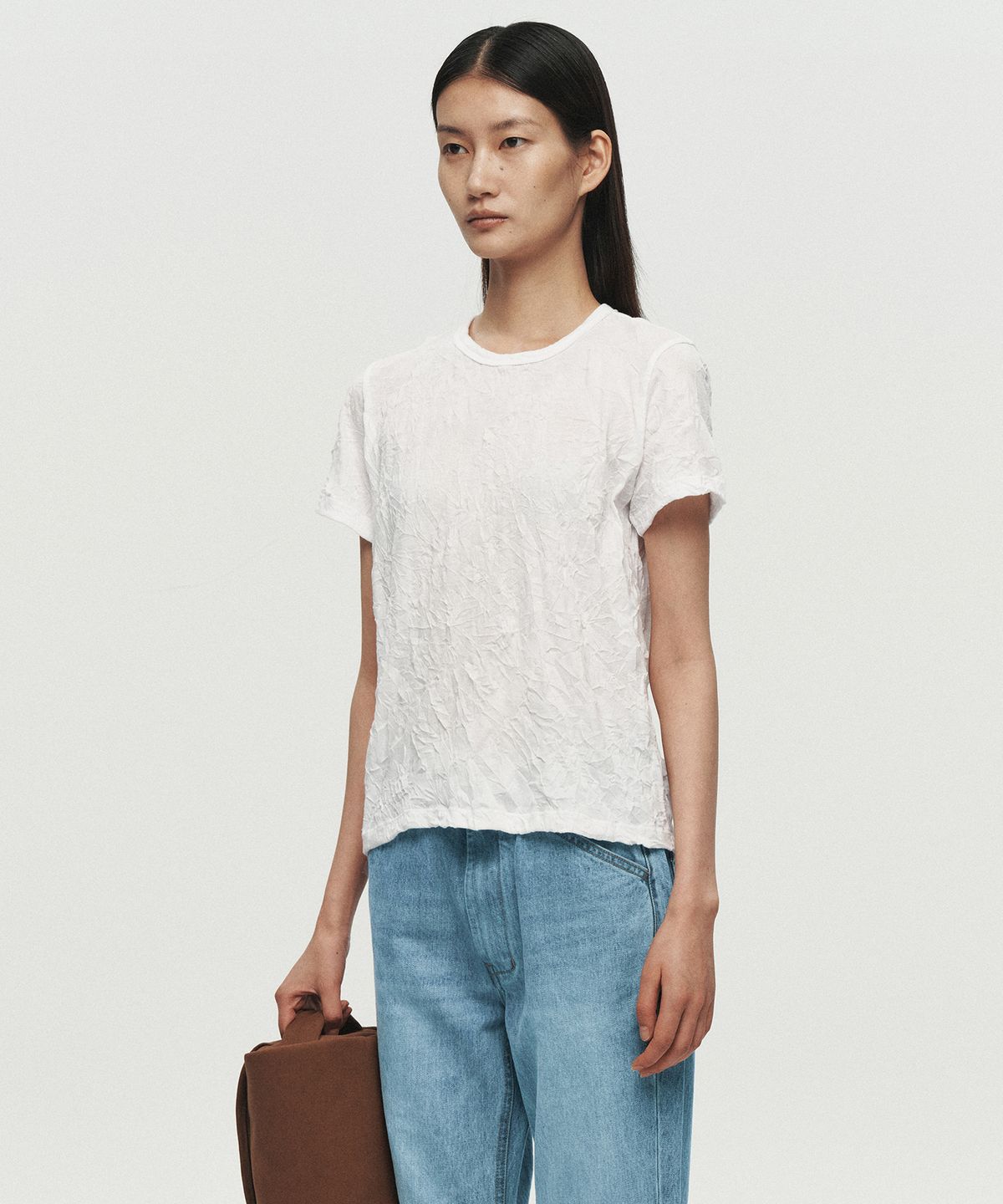 호이테(HEUTE) CRINKLE TEXTURE T-SHIRT (WHITE)