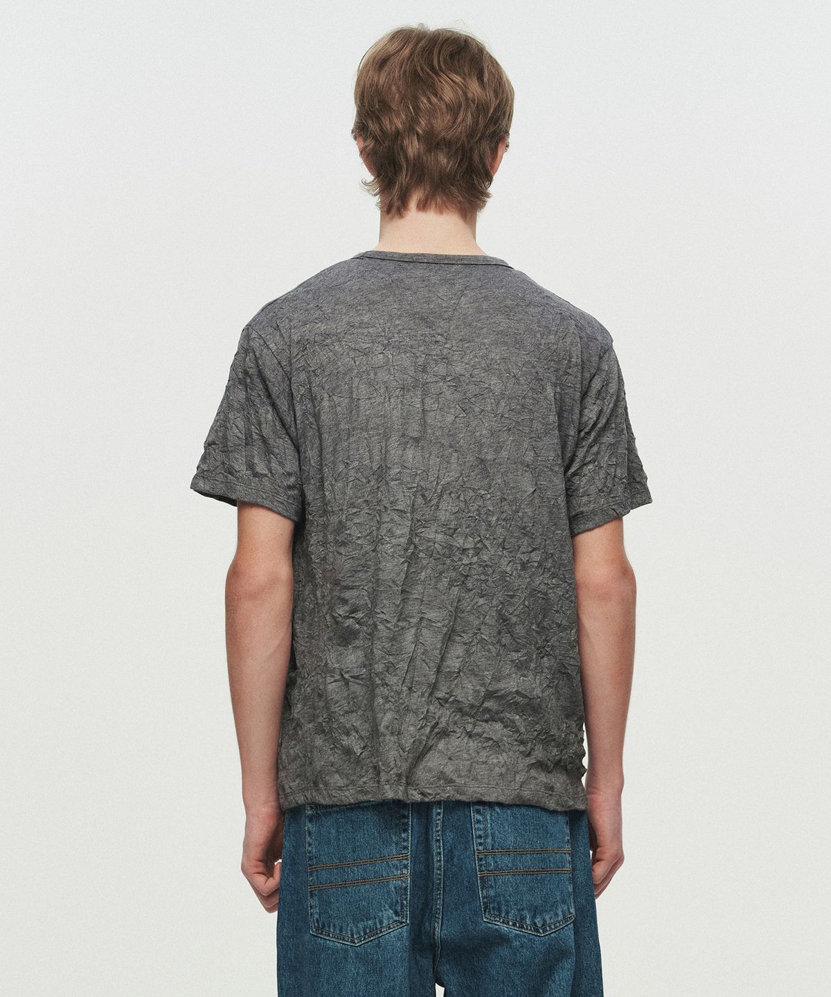 호이테(HEUTE) CRINKLE TEXTURE T-SHIRT (CHARCOAL)