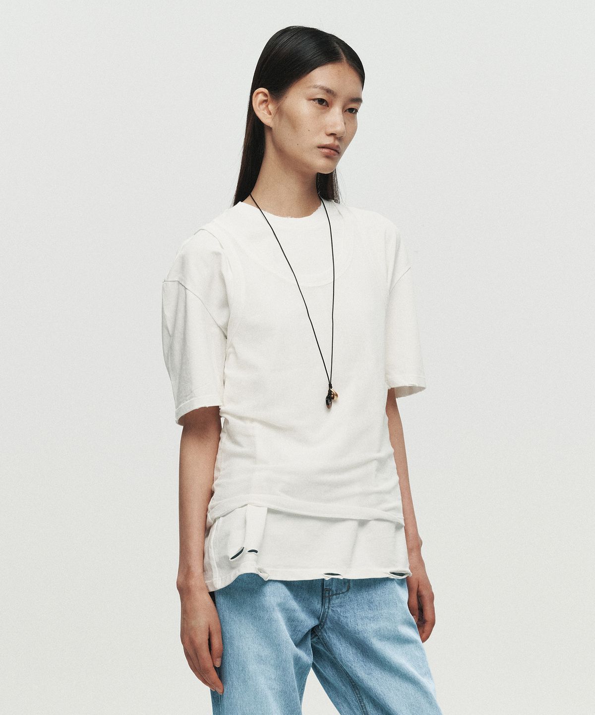 호이테(HEUTE) HET AGED T-SHIRT (WHITE)