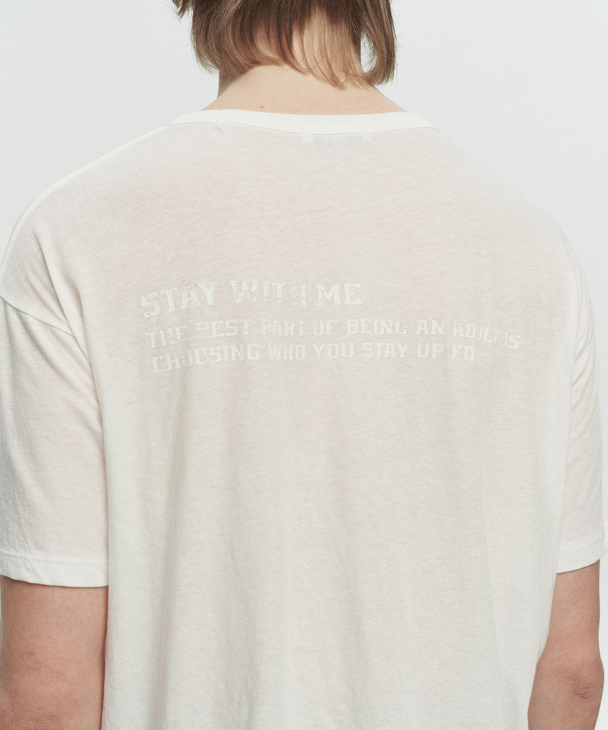 호이테(HEUTE) STAY-UP SHEARED T-SHIRT (WHITE)