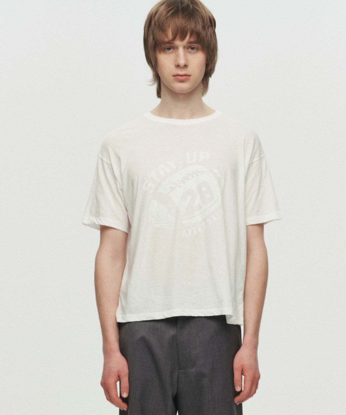 호이테(HEUTE) STAY-UP SHEARED T-SHIRT (WHITE)