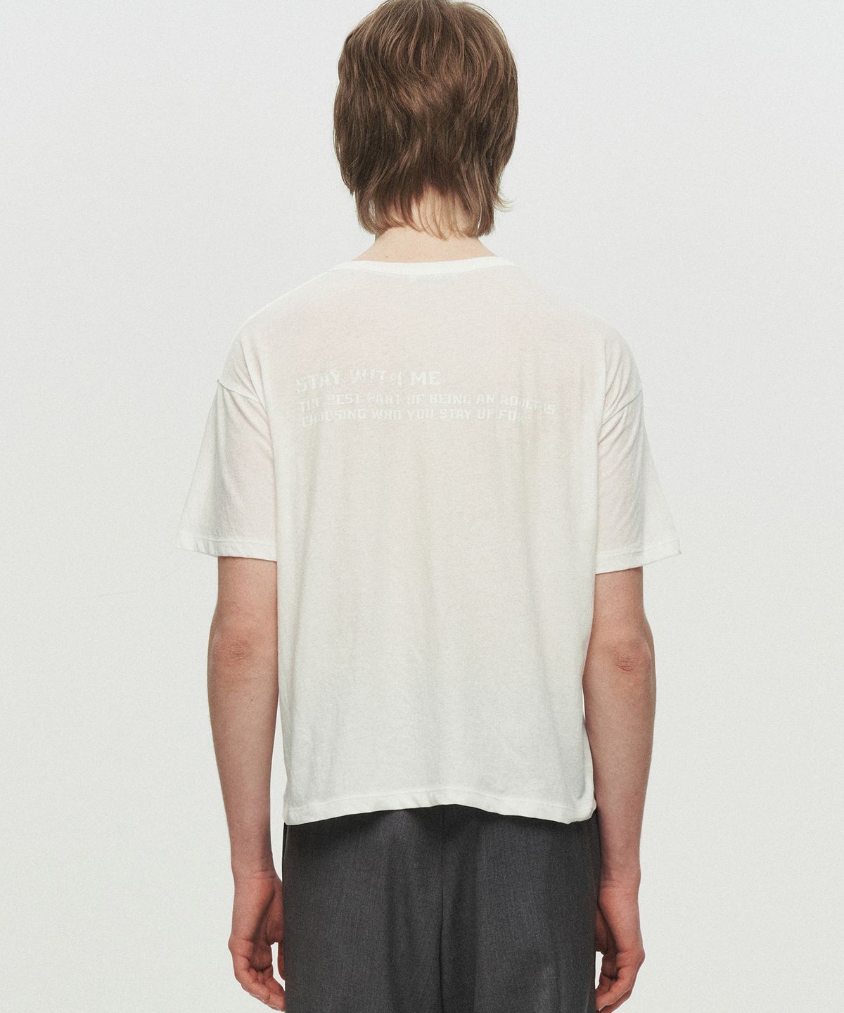 호이테(HEUTE) STAY-UP SHEARED T-SHIRT (WHITE)
