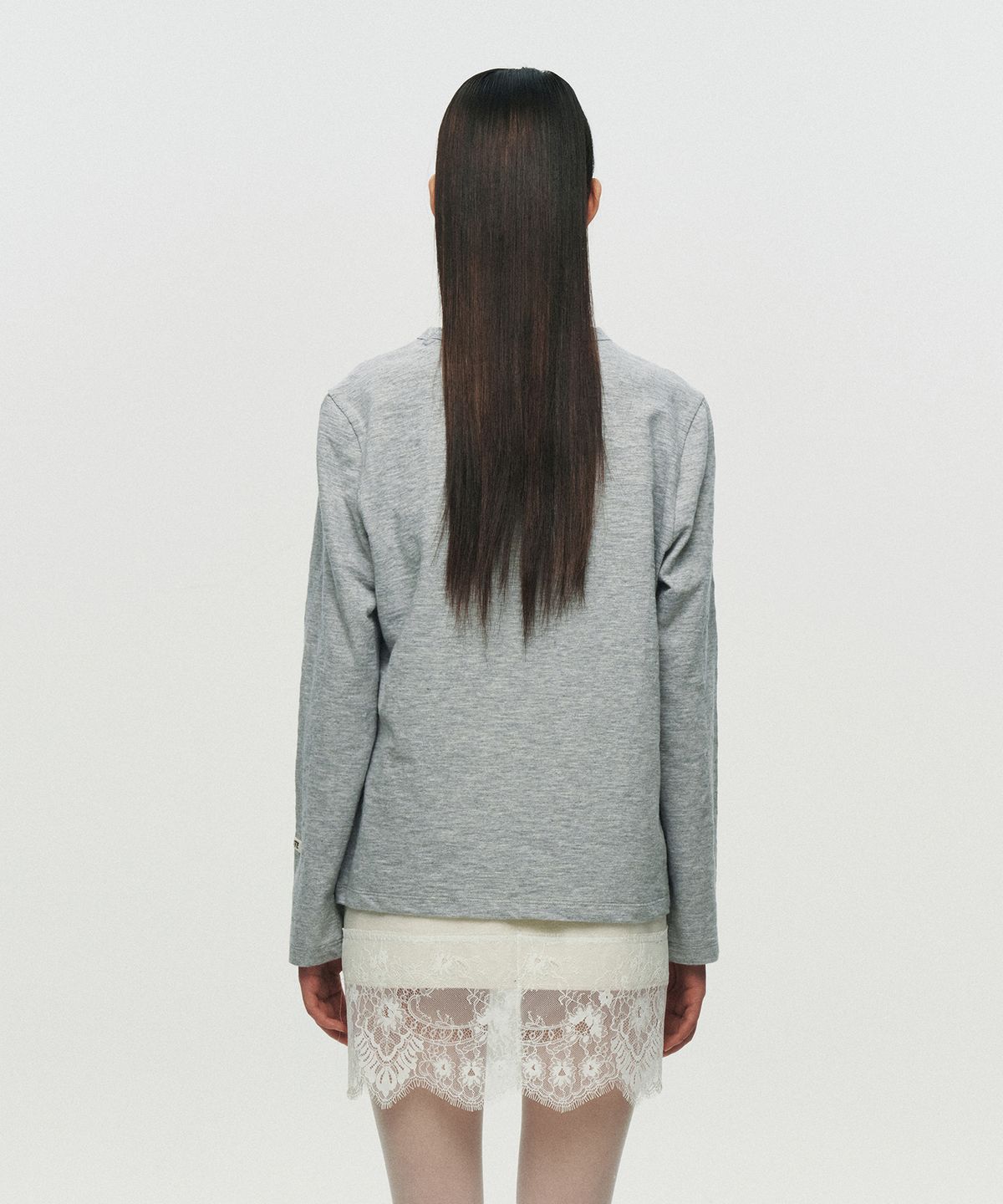 호이테(HEUTE) NATURAL SLUB LONG SLEEVE T-SHIRT (MELANGE GREY)
